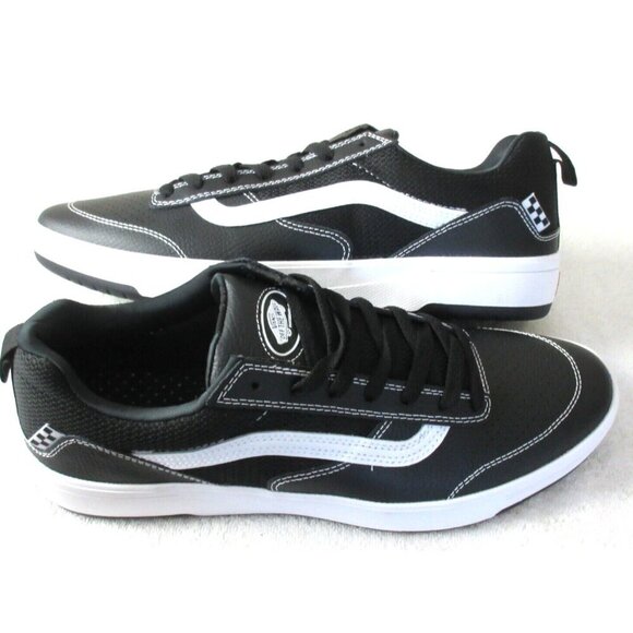 Vans Men's Zahba Leather Black White Striped Skate Shoes Various Sizes NIB - Picture 2 of 5